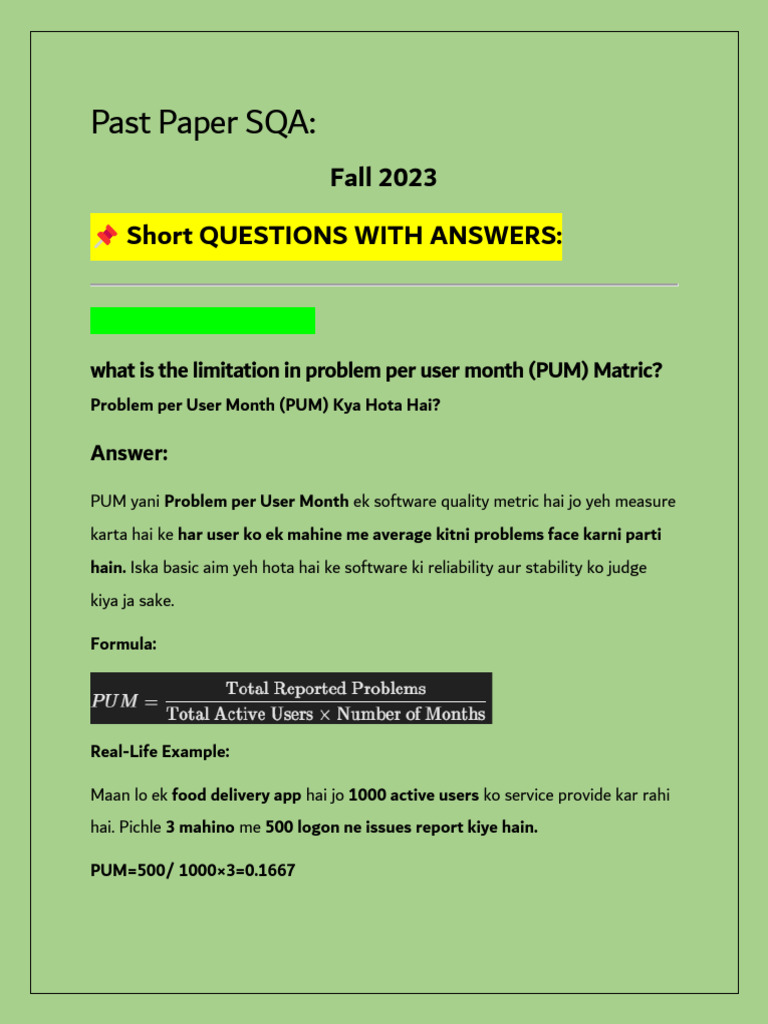 Past Paper Short Questions Answers | PDF | Six Sigma | Quality Management