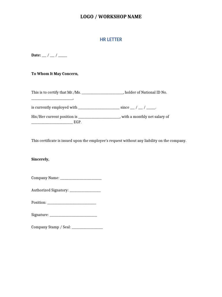 HR Letter Template Professional | PDF