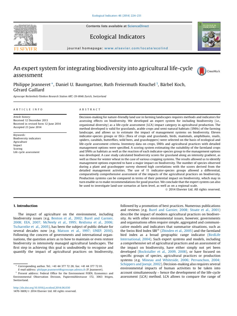 An Expert System For Integrating Biodiversity Into Agricultural Life ...