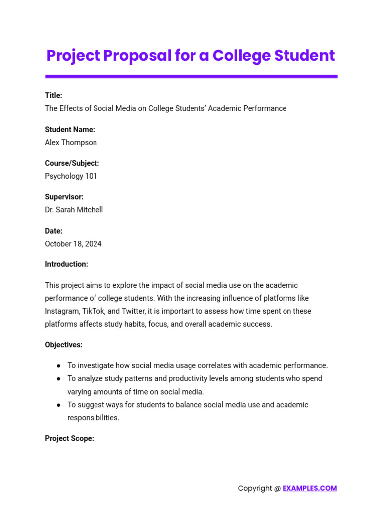 Project Proposal For A College Student | PDF | Data