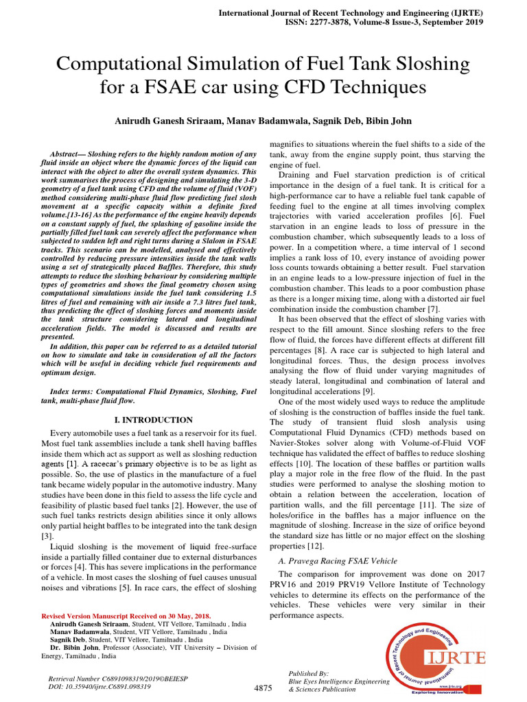 Computational Simulation of Fuel Tank SL | PDF | Continuum Mechanics ...