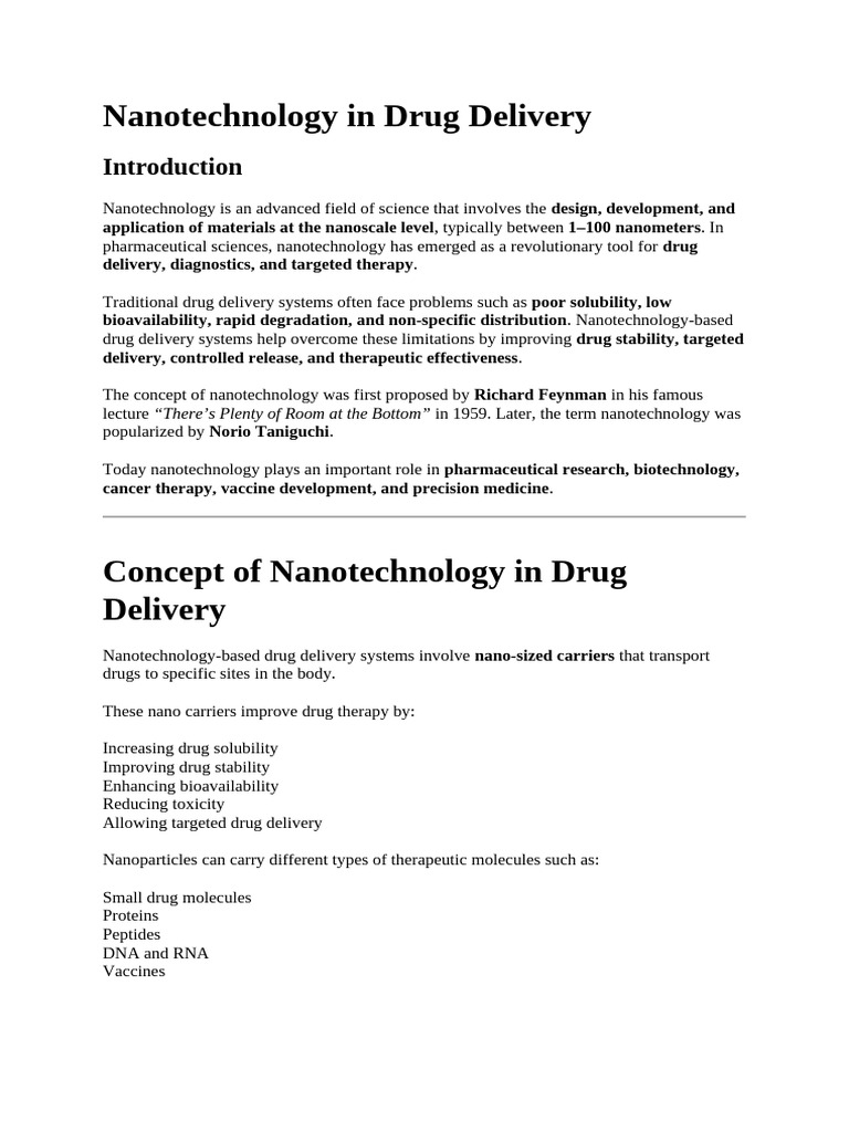 Nanotechnology in Drug Delivery | PDF | Nanomedicine | Liposome