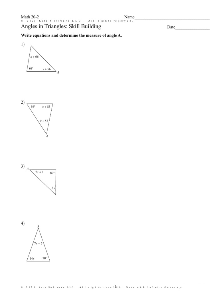 Angles in Triangles Algebra | PDF | Geometry | Elementary Geometry