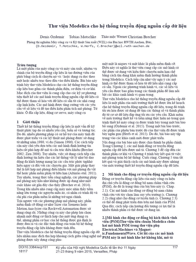 Modelica Library For Feed Drive Systems | PDF