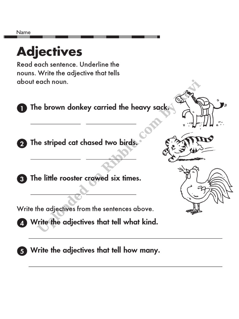Adjectives and Nouns Worksheets For Grade 2 Grammar | PDF | Adjective ...