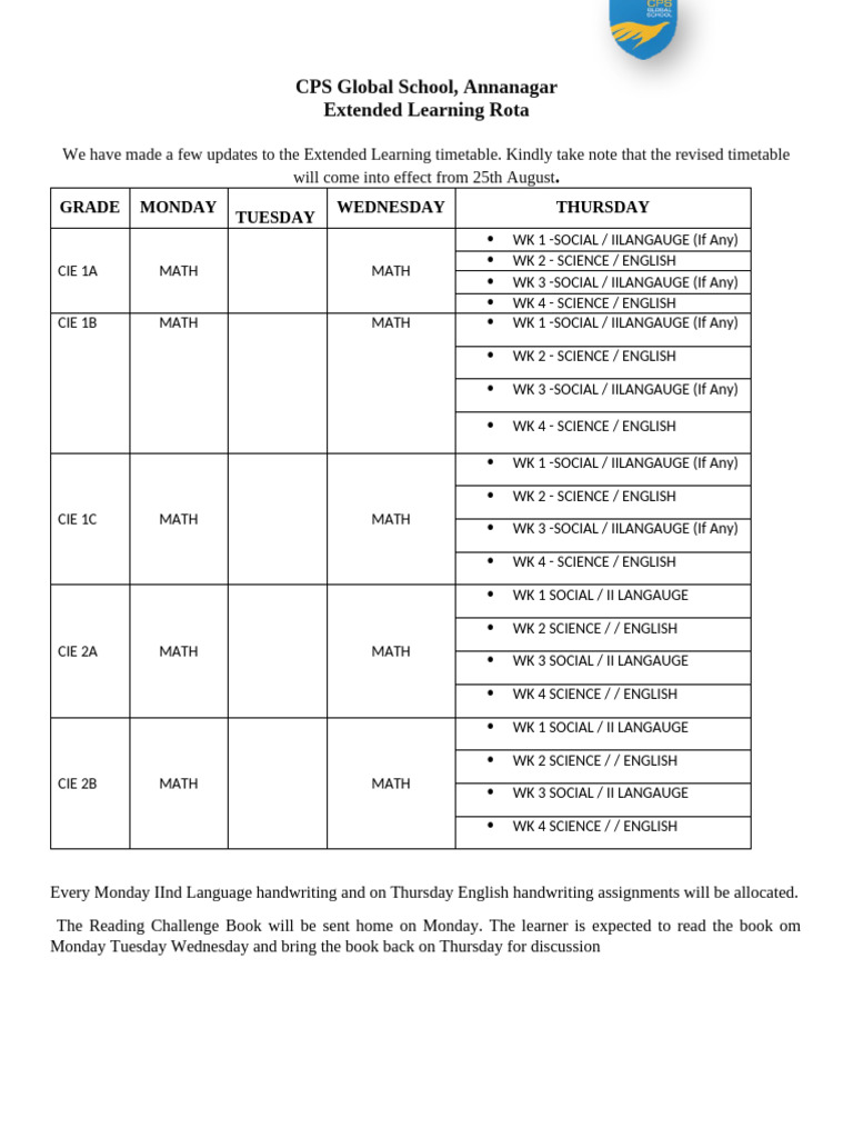 LP Extended Learning Rota 25-26 L 2 | PDF