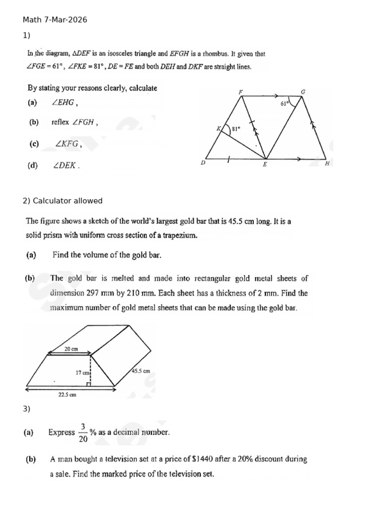 Math 7-Mar-2026 | PDF