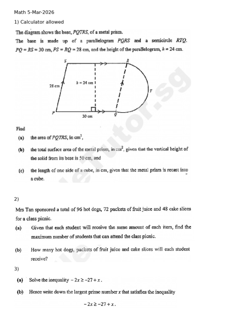 Math 5-Mar-2026 | PDF
