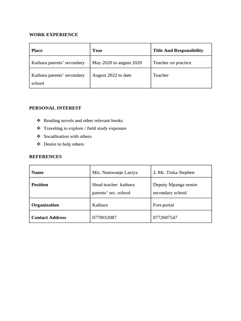Work Experience | PDF