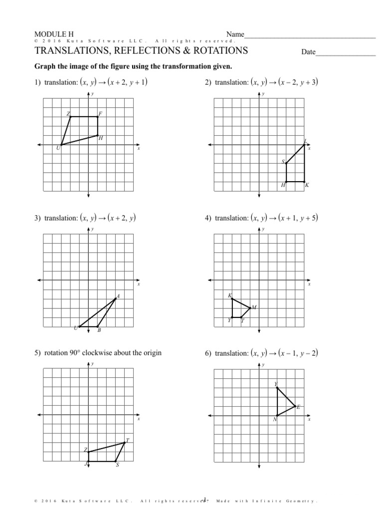 Translations Reflections Rotations Module H | PDF | Rotation | Motion ...