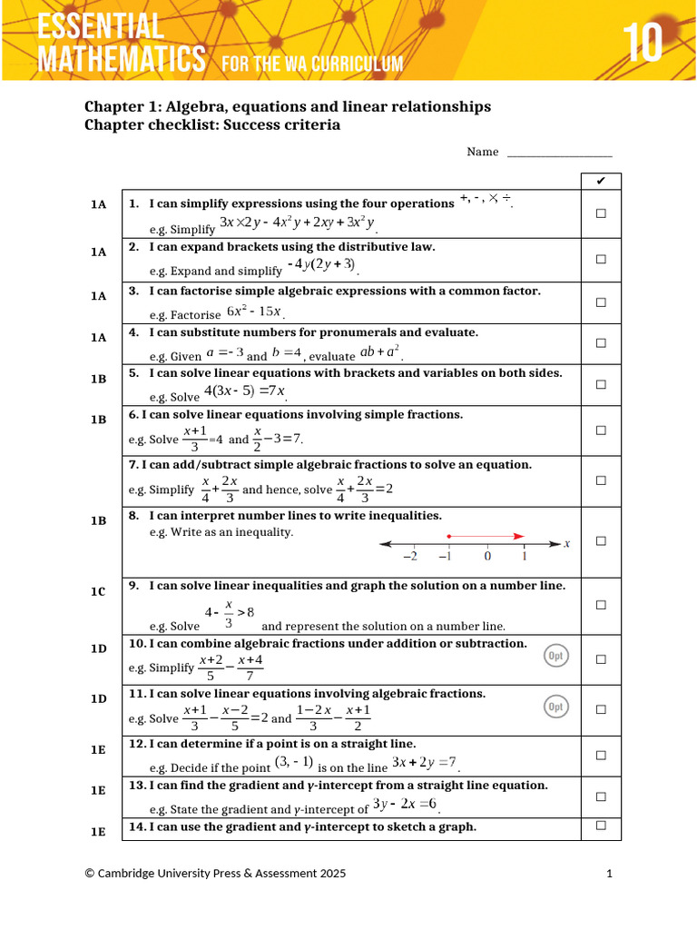 Chapter 1 Chapter Checklist With Success Criteria | PDF