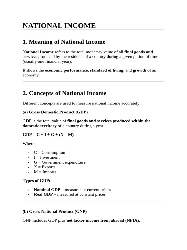 Unit 2 Eco National Income | PDF | Gross Domestic Product | Measures Of ...