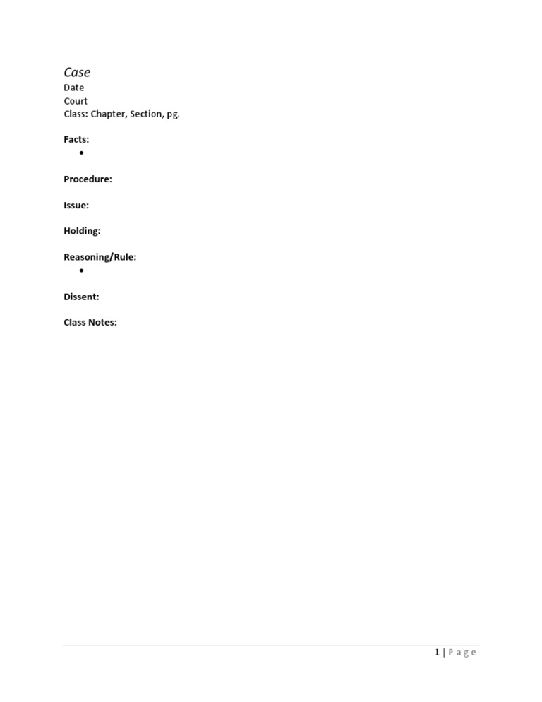 Case Brief Outline | PDF | Law