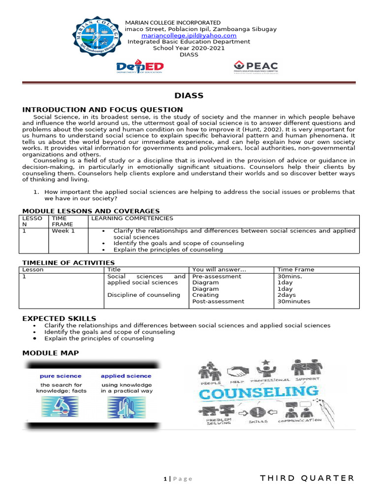 Module - Diass (3RD Quarter) | PDF | Psychotherapy | Counseling Psychology