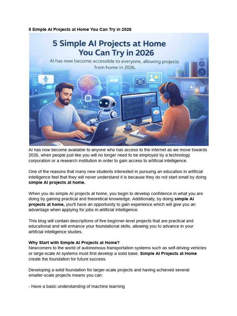 5 Simple AI Projects at Home You Can Try in 2026 | PDF | Artificial ...
