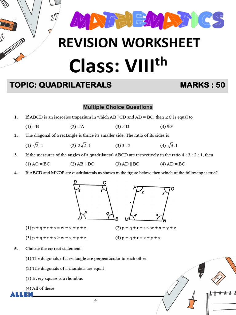CLASS VIII MATHS Fd6774ce Ef2b 4c77 Ade8 13957eda75fa | PDF | Rectangle ...