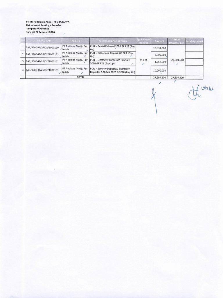 Rekapan TA Payment 24 Feb 2026 | PDF