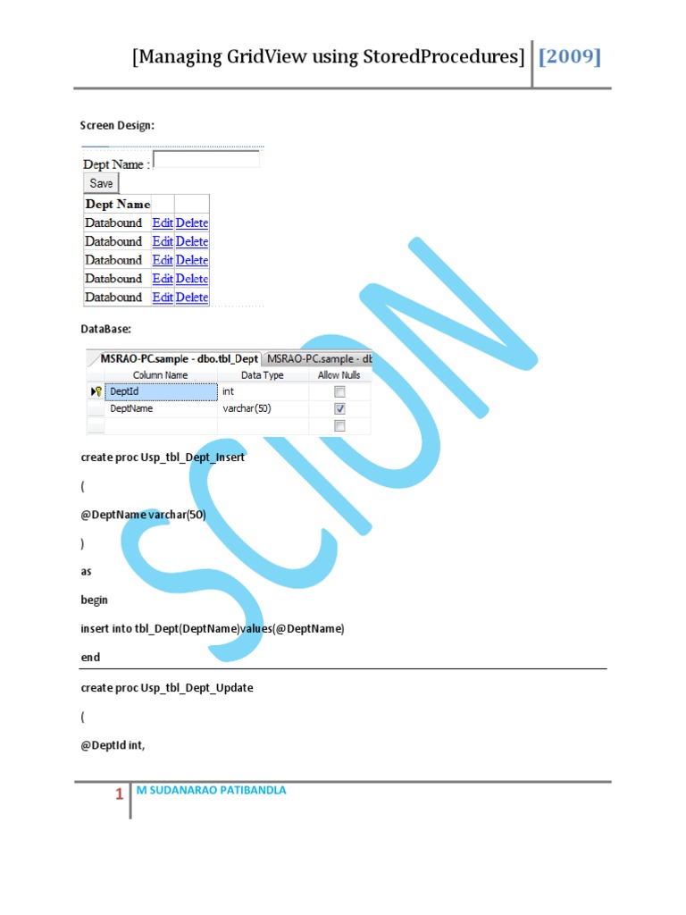 Grid Edit Update Delete Using Stored Procedures | PDF | Computer ...