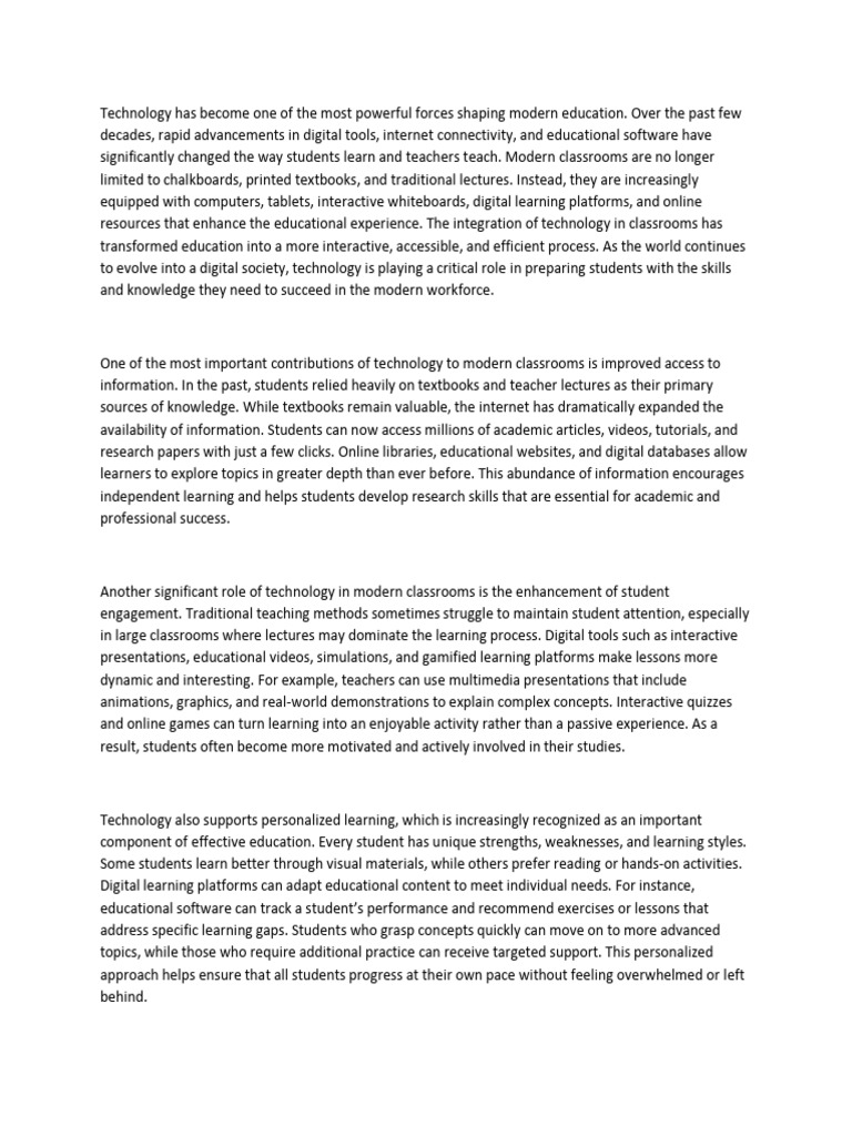 The Role of Technology in Modern Classrooms. | PDF | Learning ...