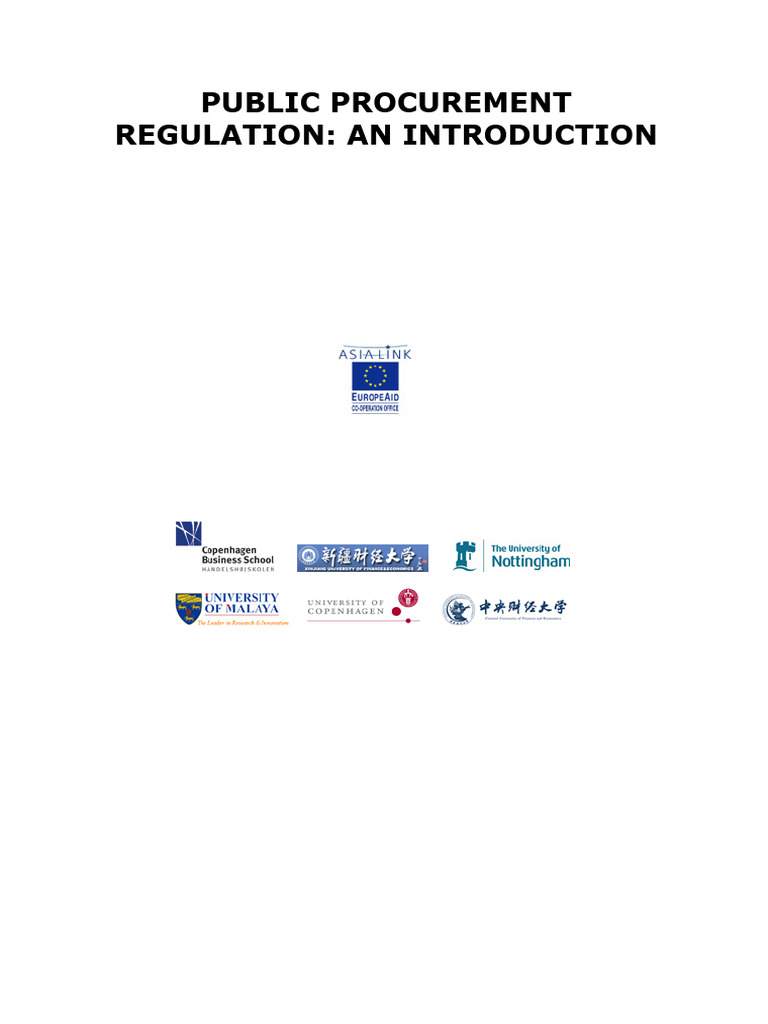 Public Procurement Regulation Introduction | PDF