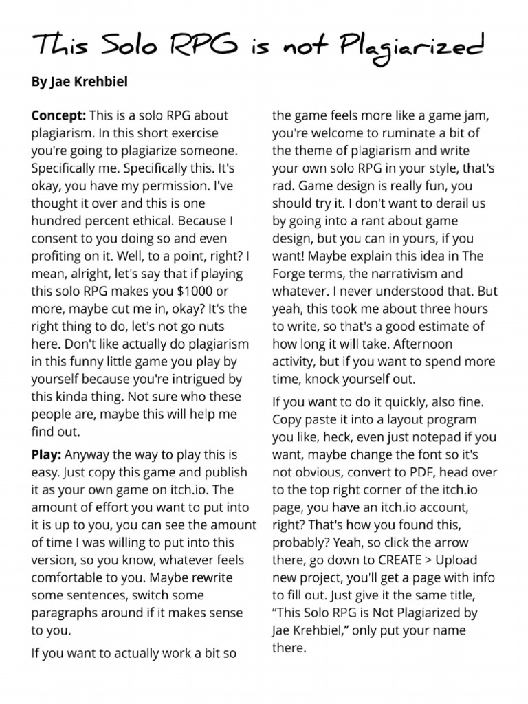 This Solo RPG Is Not Plagiarized | PDF | Jogos de RPG | Plágio