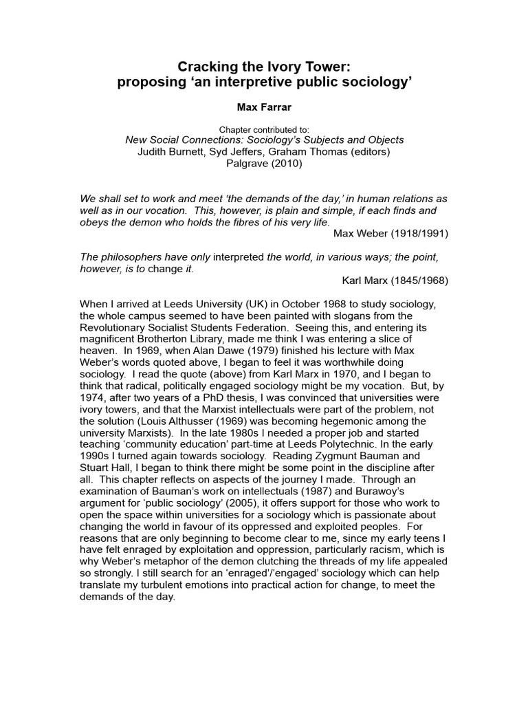 Cracking The Ivory Tower Proposing An in | PDF | Sociology | Marxism