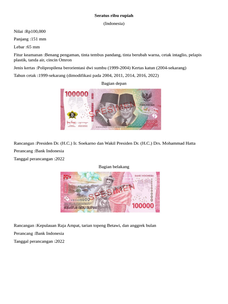 Seratus Ribu Rupiah | PDF