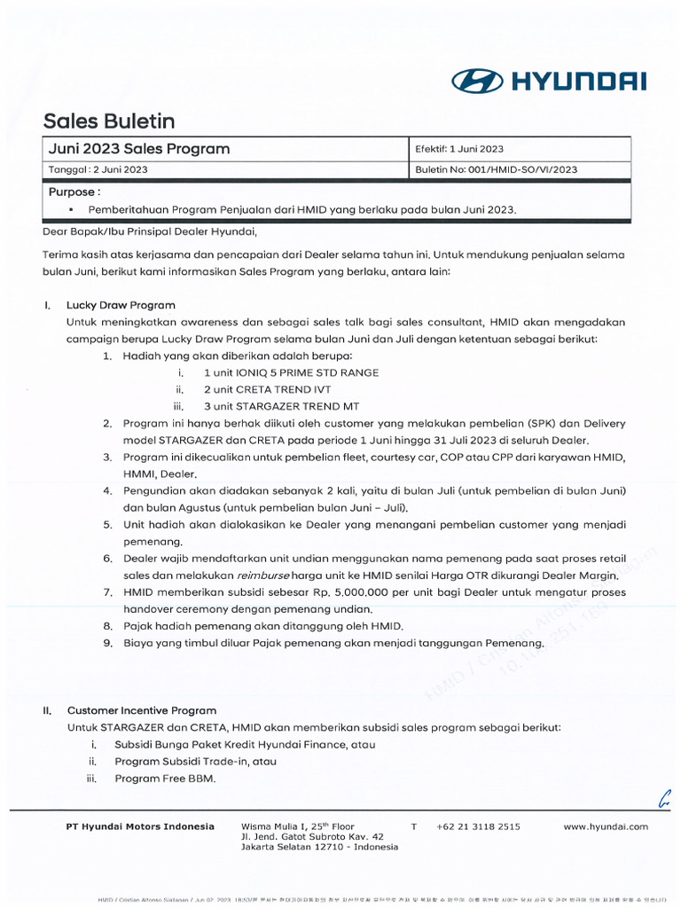 Sales Buletin - Juni 2023 Sales Program | PDF