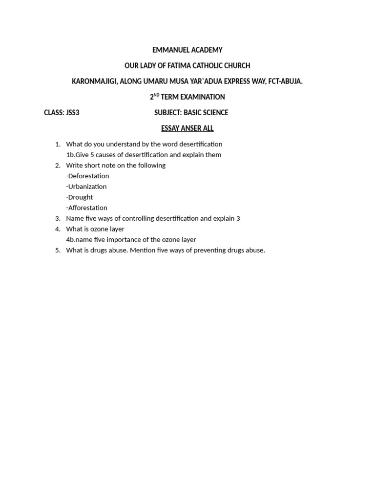 Basic Science Jss3 | PDF