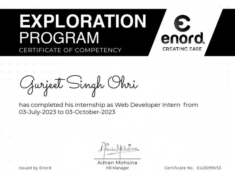 Gurjeet Singh Ohri Exploration Certificate | PDF