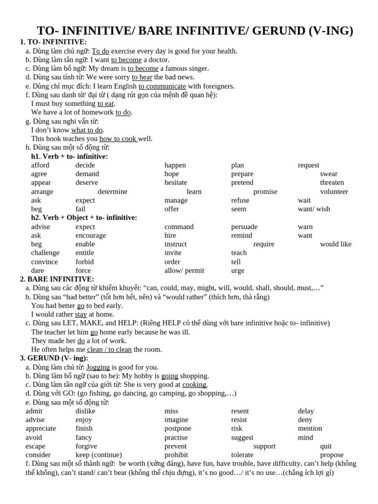Infinitives & Gerunds | PDF