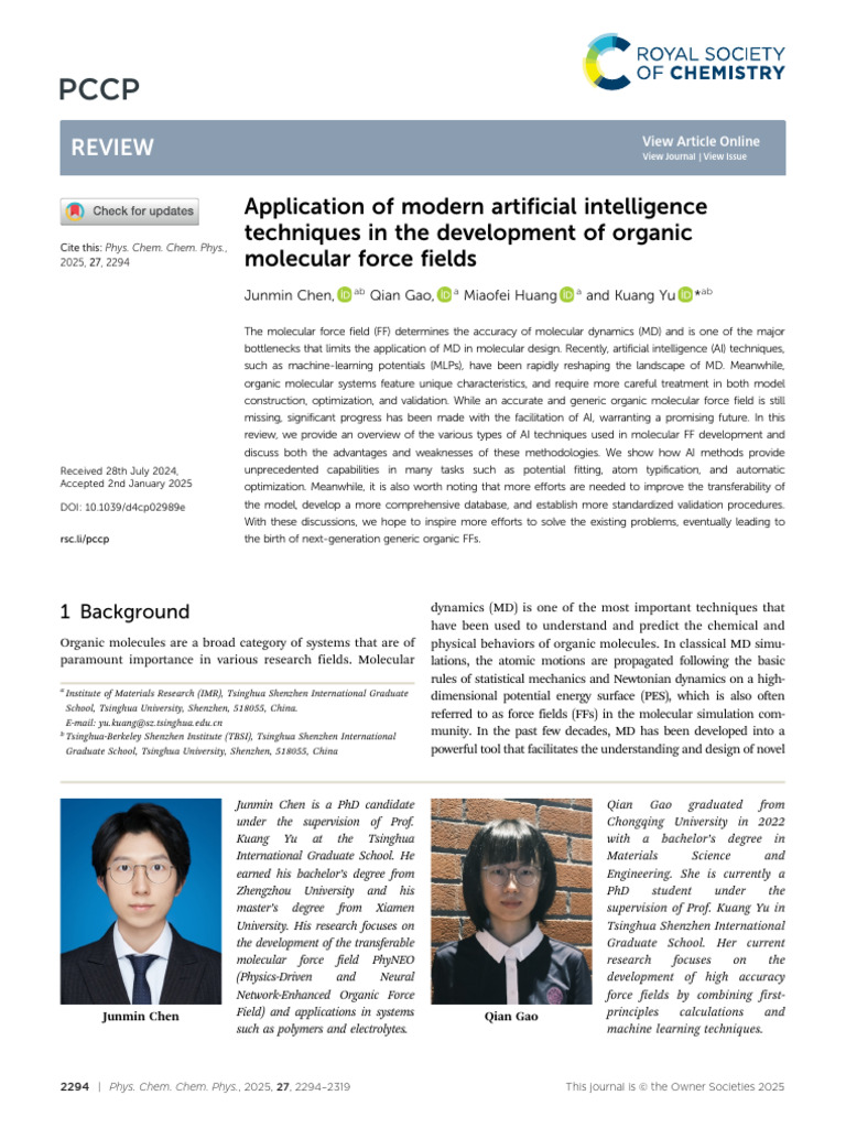 Application of Modern Artificial Intelligence | PDF | Force Field ...