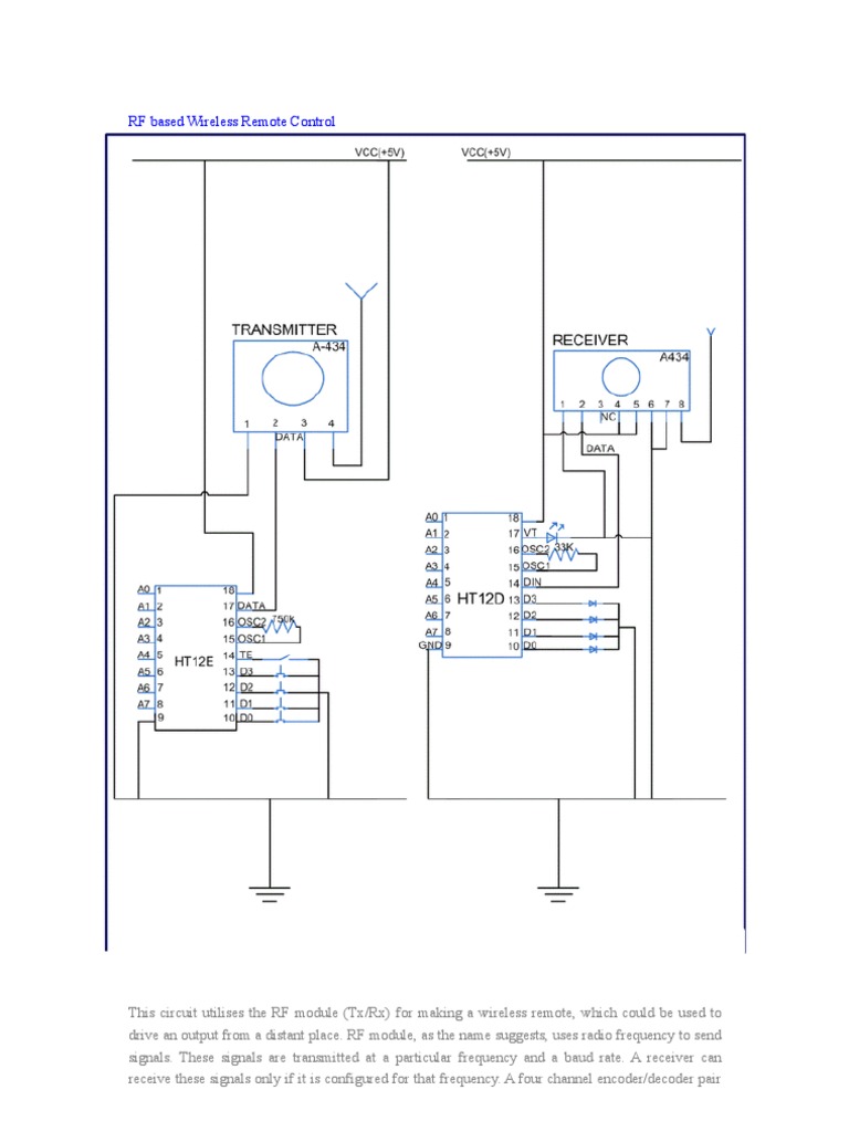 Rf Based Wireless Remote Control Circuit Diagram