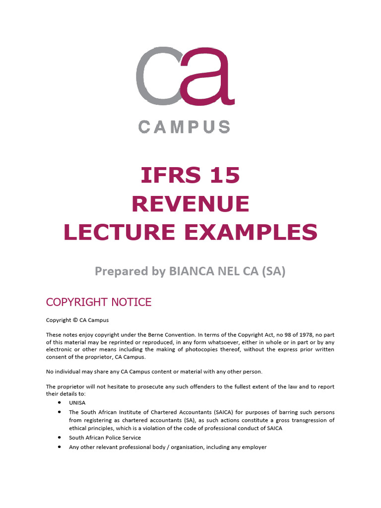 IFRS 15 - Lecture Examples | PDF | Fair Value | Revenue