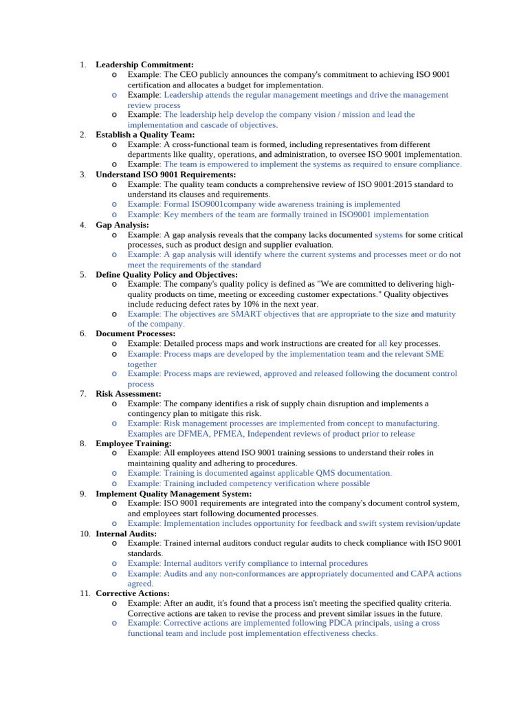 ISO9001 Implementation | PDF | Audit | Quality Management System