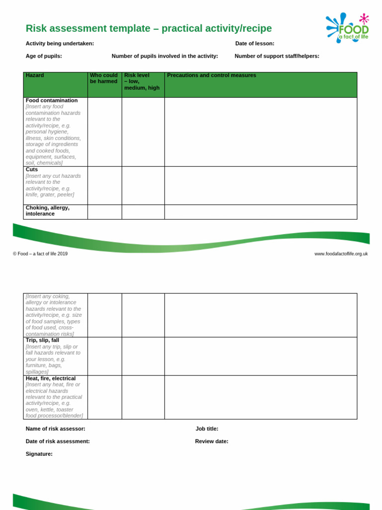 Risk Assessment Recipe Template 316 | PDF