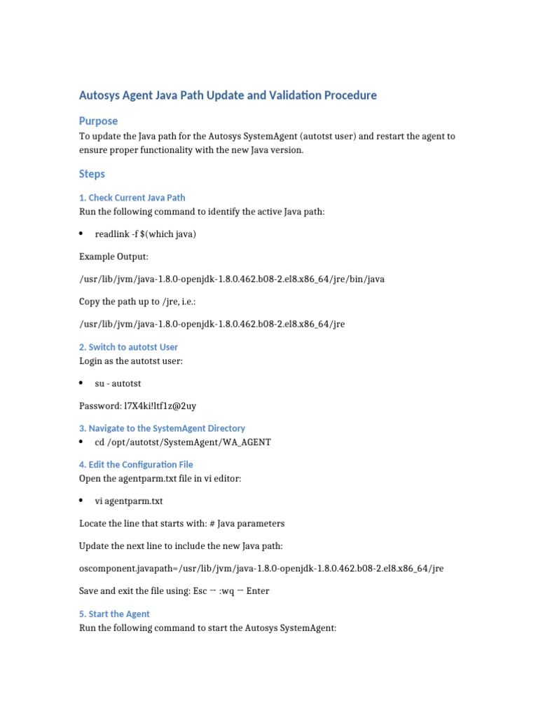 Autosys Agent Java Path Update Procedure | PDF