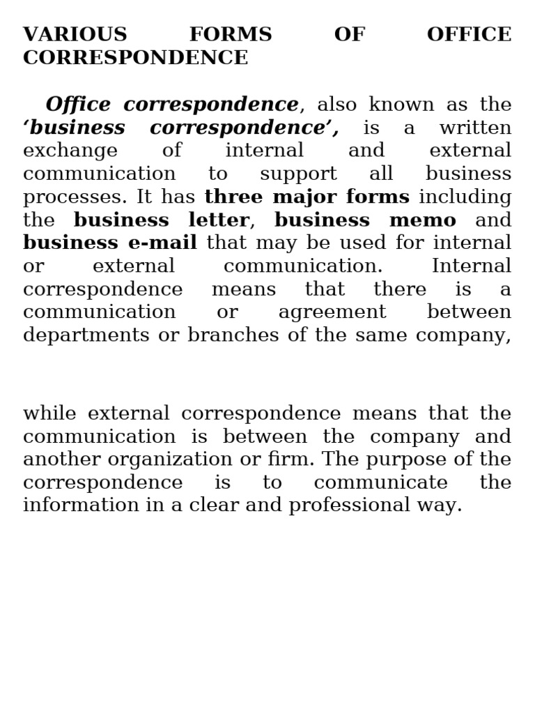 Various Forms of Office Correspondence | PDF
