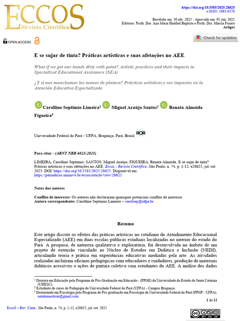 E Se Sujar de Tinta Práticas Artísticas e Suas Afetações No AEE | PDF ...