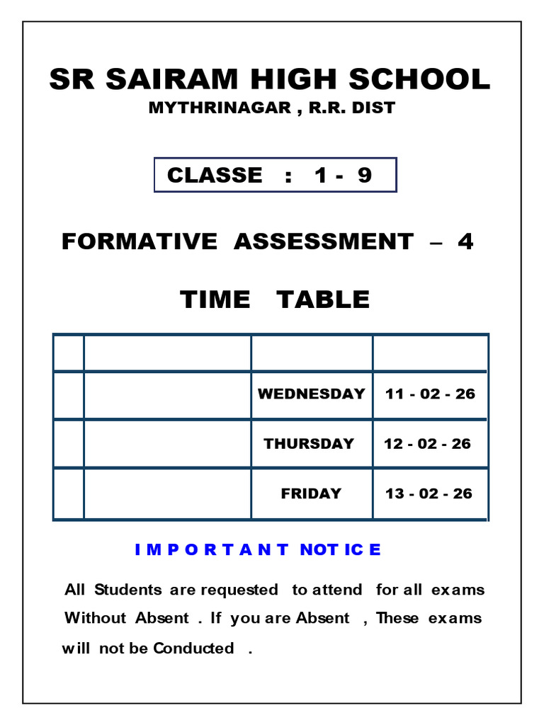 F - A - 4 Time Table | PDF