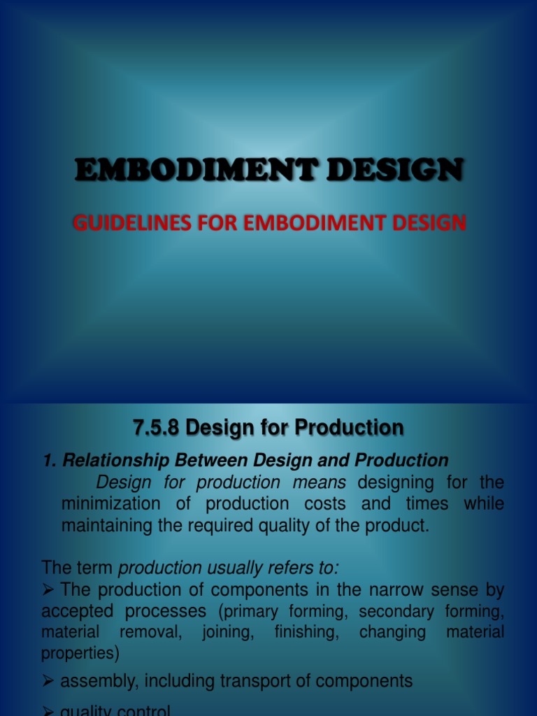 Guidelines For Embodiment Design PDF Machining