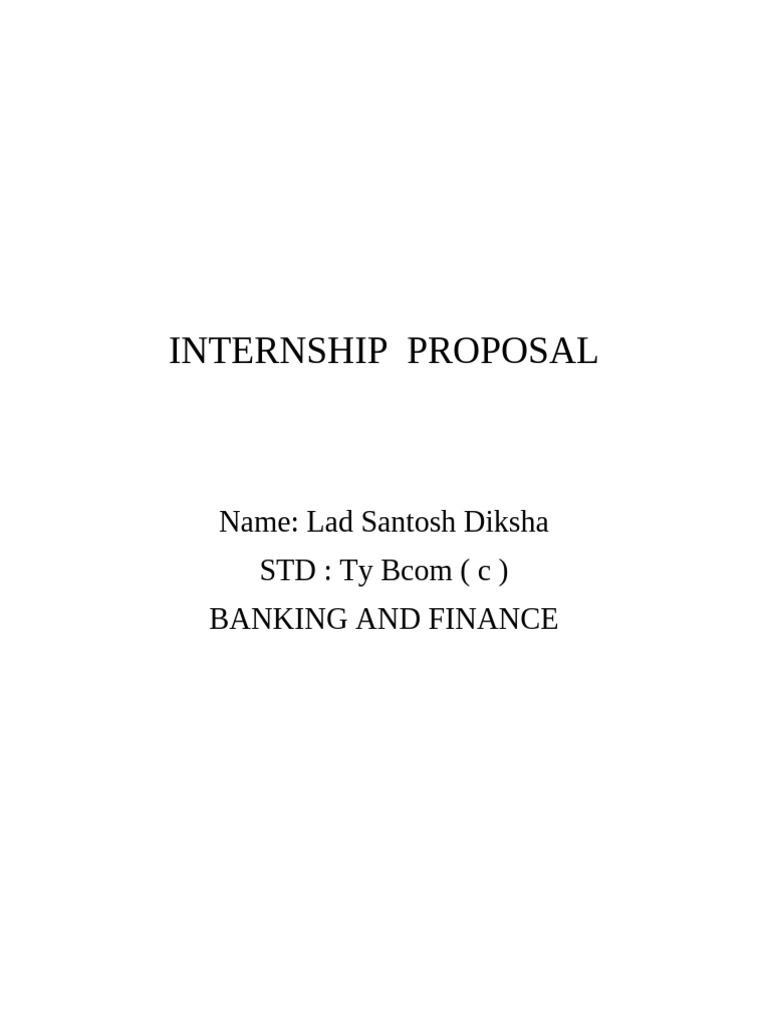 Internship Proposal | PDF | Banks | Banking