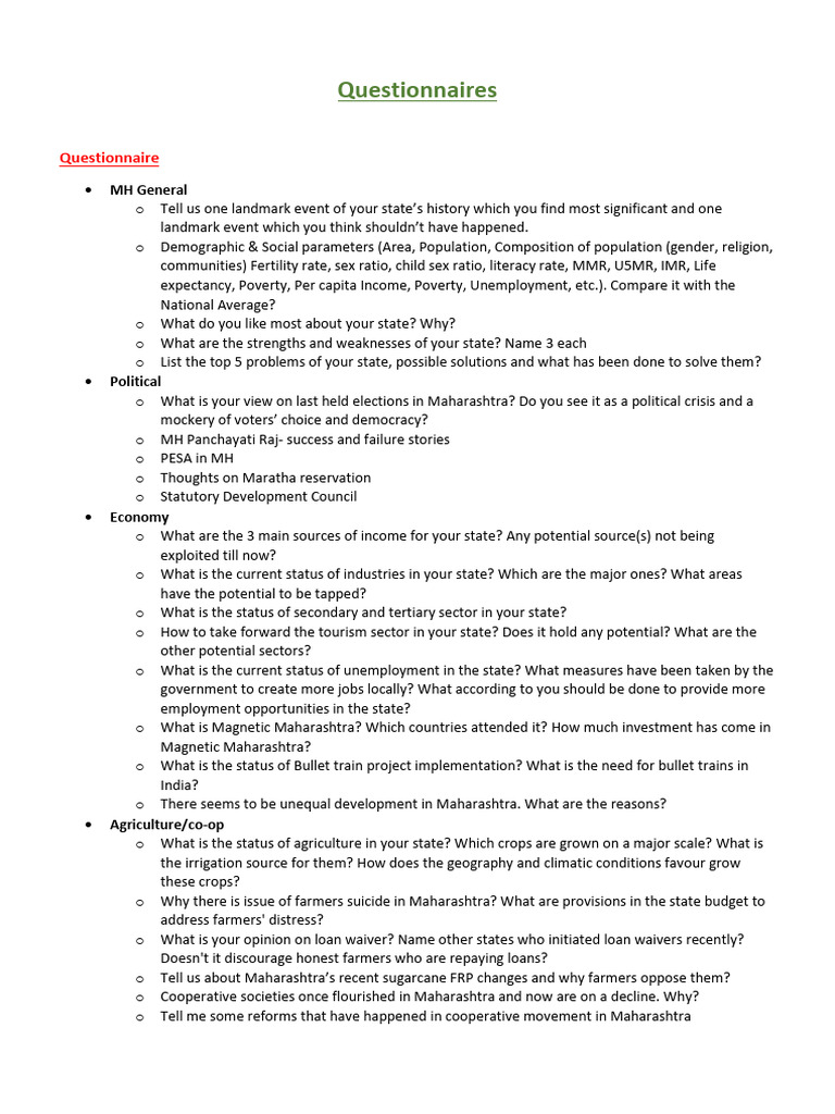 Maharashtra Questionnaire_Aniket Hirde | PDF | Tropical Cyclones | Coast