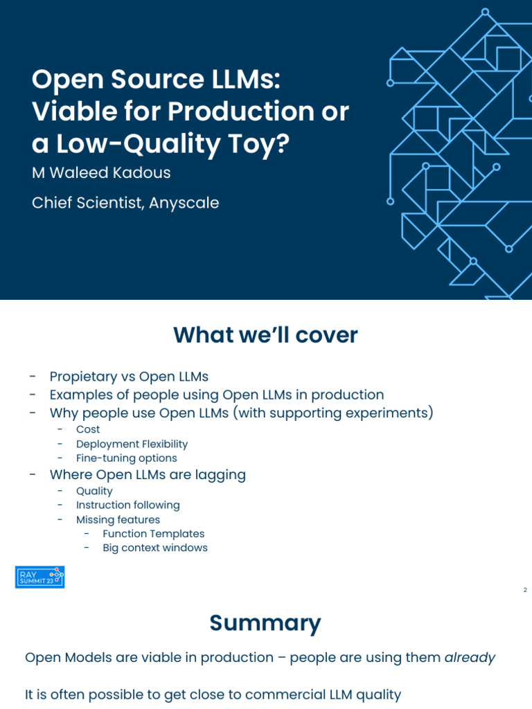 Open Source LLMs - Viable For Production or A Low-Quality Toy | PDF ...