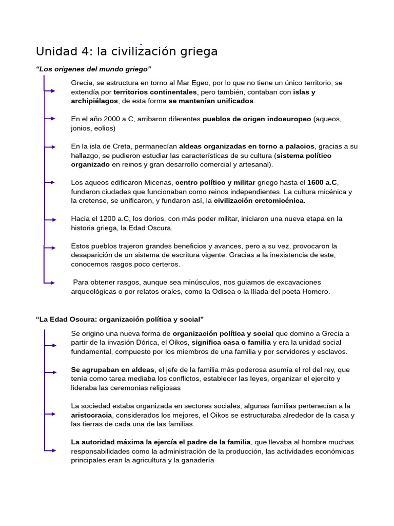 La antigua Grecia hasta Esparta y Atenas - Resumen eficiente | PDF ...