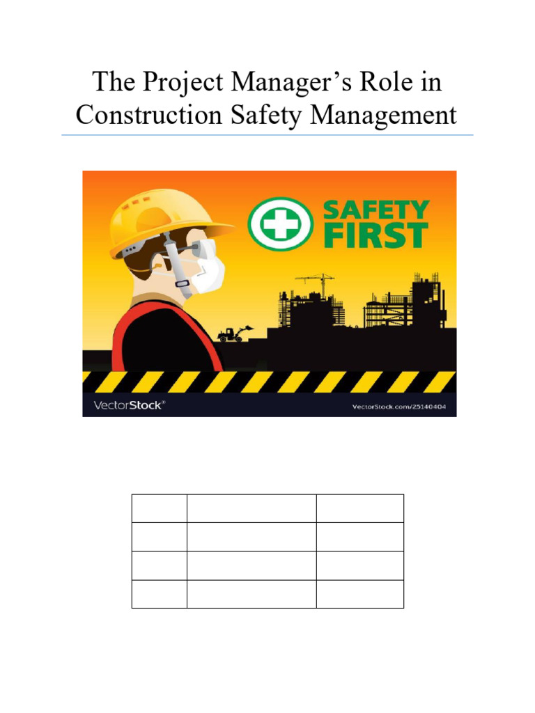 The Project Managers Role in Construction Safty Management | PDF ...