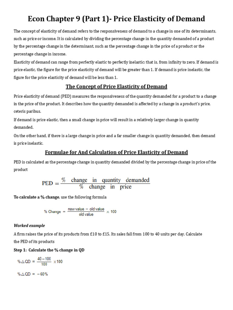 Econ Chapter 9 - Price, Income and Cross-elasticities of Demand | PDF ...