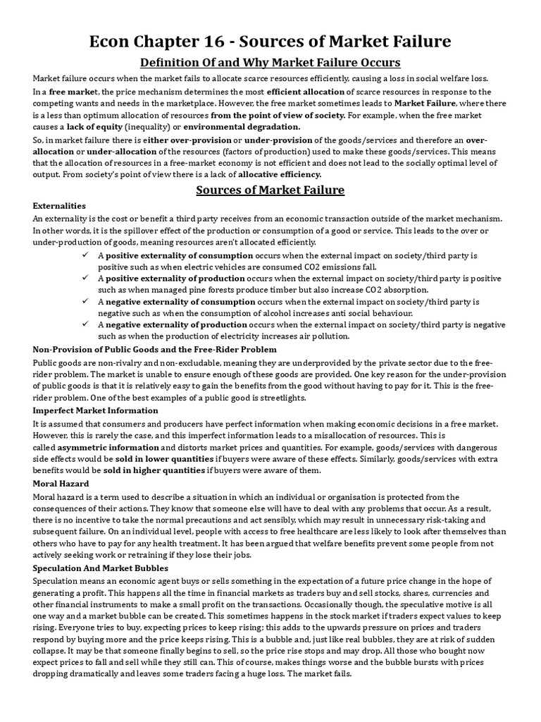 Econ Chapter 16 - Sources of Market Failure | PDF | Externality ...