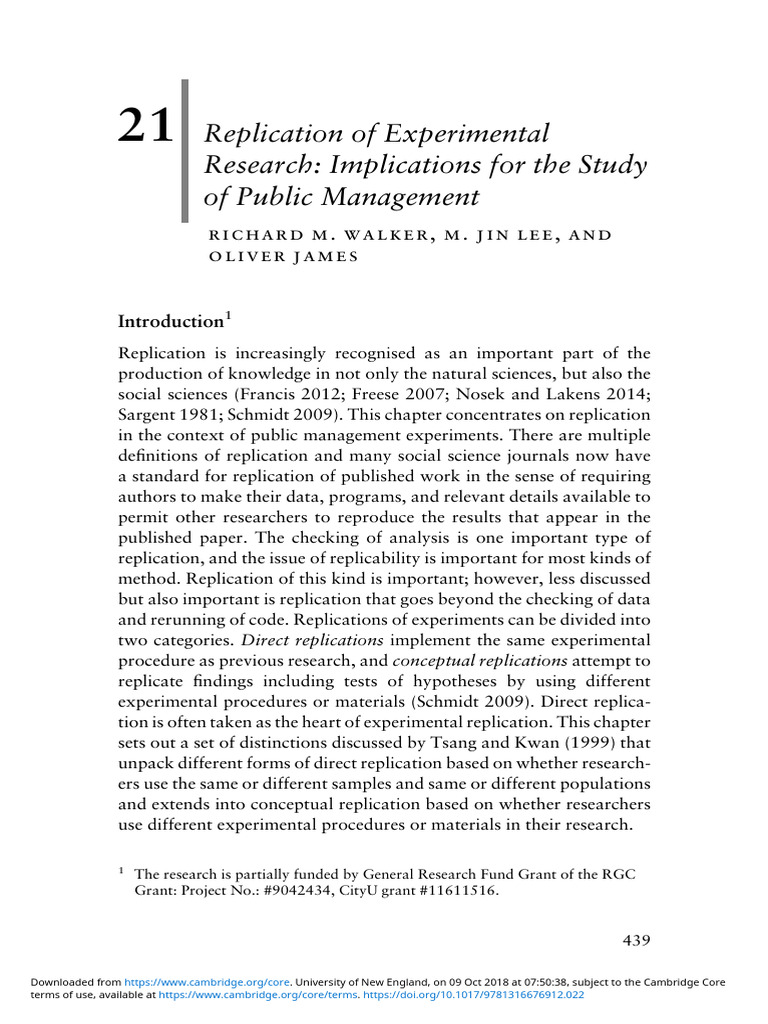 21 Replication of Experimental Research Implications For The Study ...
