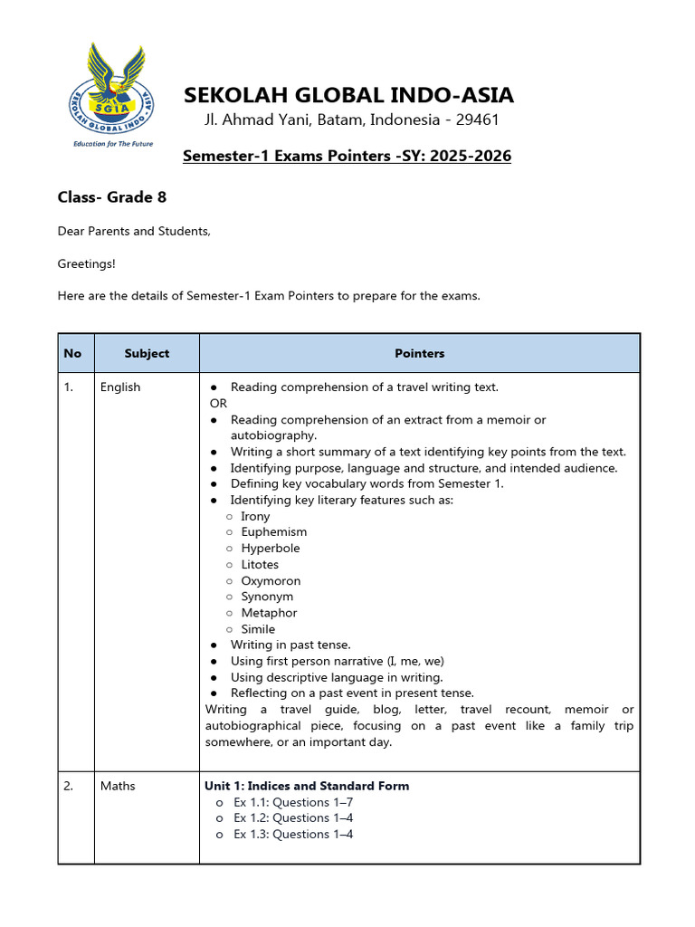 Grade 8 Semester 1 - Exam Pointers | PDF | Heat | Thermal Conduction